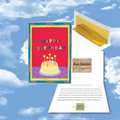 Cloud Nine Birthday Music Download Red Greeting Card w/ Happy Birthday & Cake